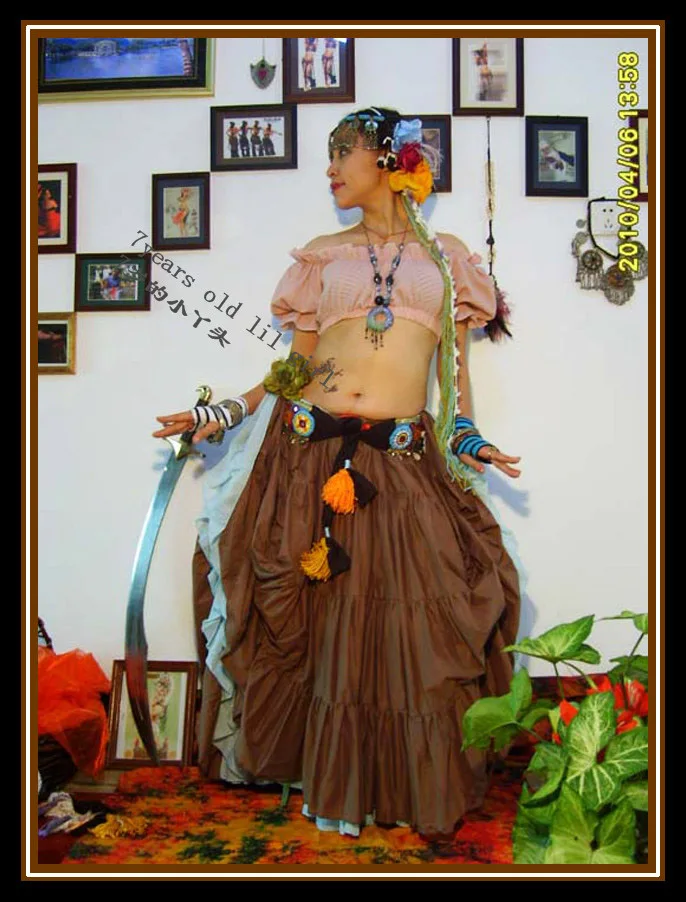 САР танец живота Ренессанс укороченный топ пират Wench Gypsy костюм феи крестьянское