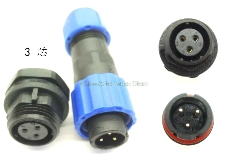 13 мм 3 контактный водонепроницаемый авиационный штекер с разъемом для кабеля