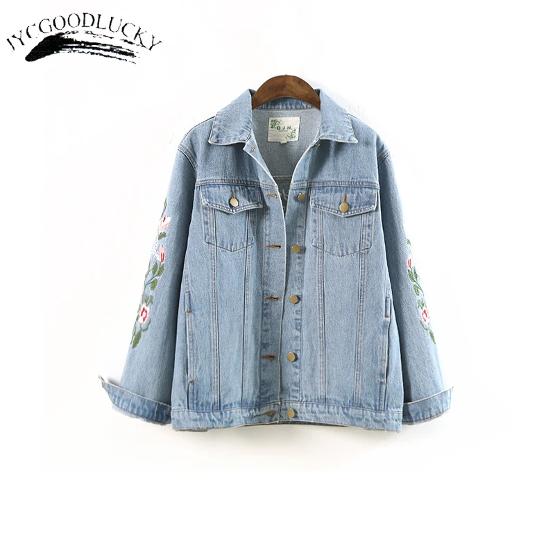

2017 Autumn Basic Jackets Women New Arrival Embroidery Denim Jacket Coat Female All Match Jeans Jackets Femme Loose Coats Women