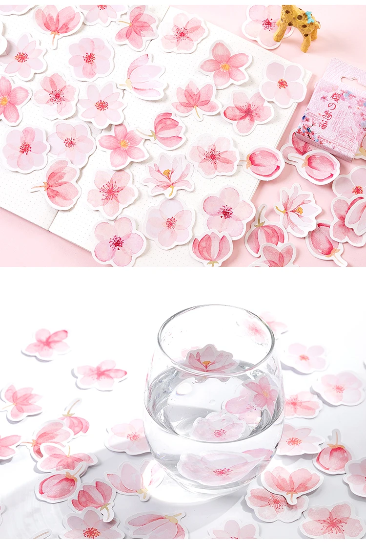 Mo. card Sakura wish story мини бумажный дневник стикер Скрапбукинг Украшение этикетка 1 лот = 1 упаковка = 45 шт в розницу