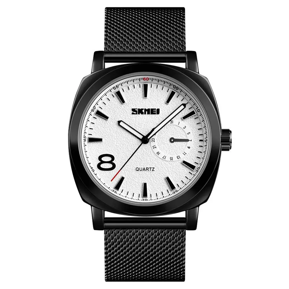 Stee band Black Skmei кожа сталь мужские часы спортивные Кварцевые-часы модные часы для спорта на открытом воздухе мужские наручные часы Erkek Saat Relogio Masculino - Цвет: Stee band Black