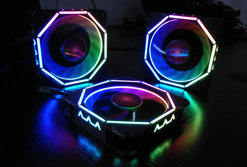 Цветной вентилятор RGB 120 мм светодиодный светящийся двойной аура корпус ПК бесшумный вентилятор с синхронизатором пульт дистанционного управления набор ЦП кулер вентилятор для компьютера