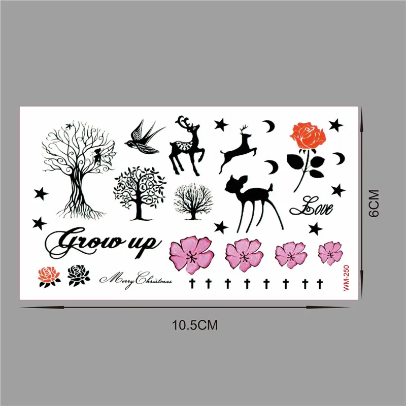 Цветной дерево птица цветок олень детская мода водонепроницаемый временные