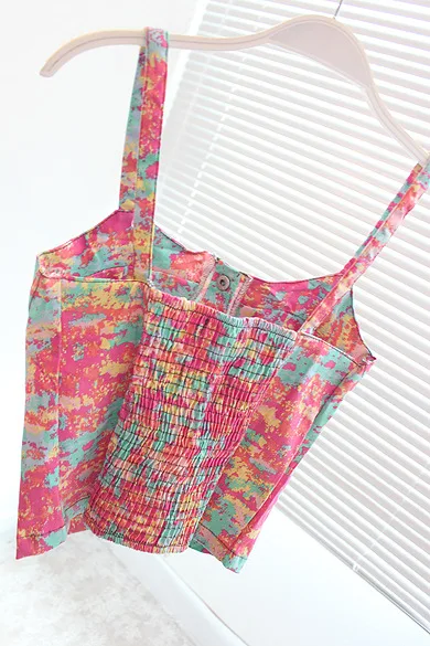 Радужный Розовый Джинсовый Тонкий короткий дизайнерский укороченный топ