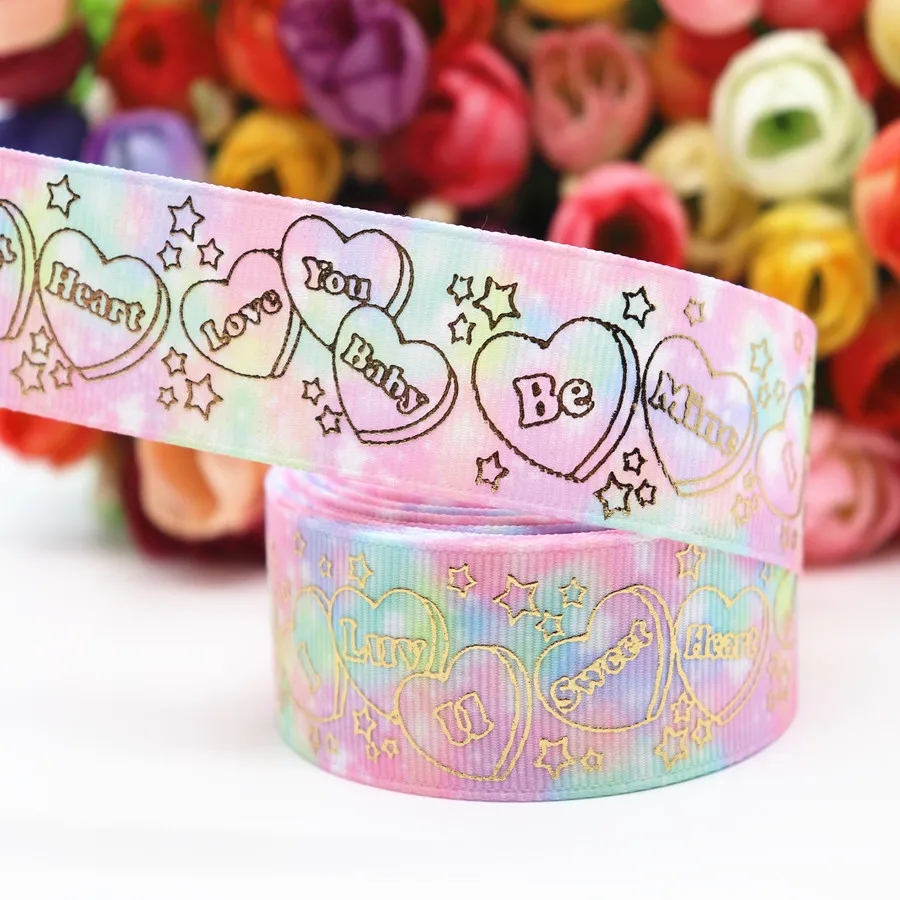 Лента Grosgrain 10 ярдов позолоченная лента с принтом 1 дюйм 25 мм бант для волос