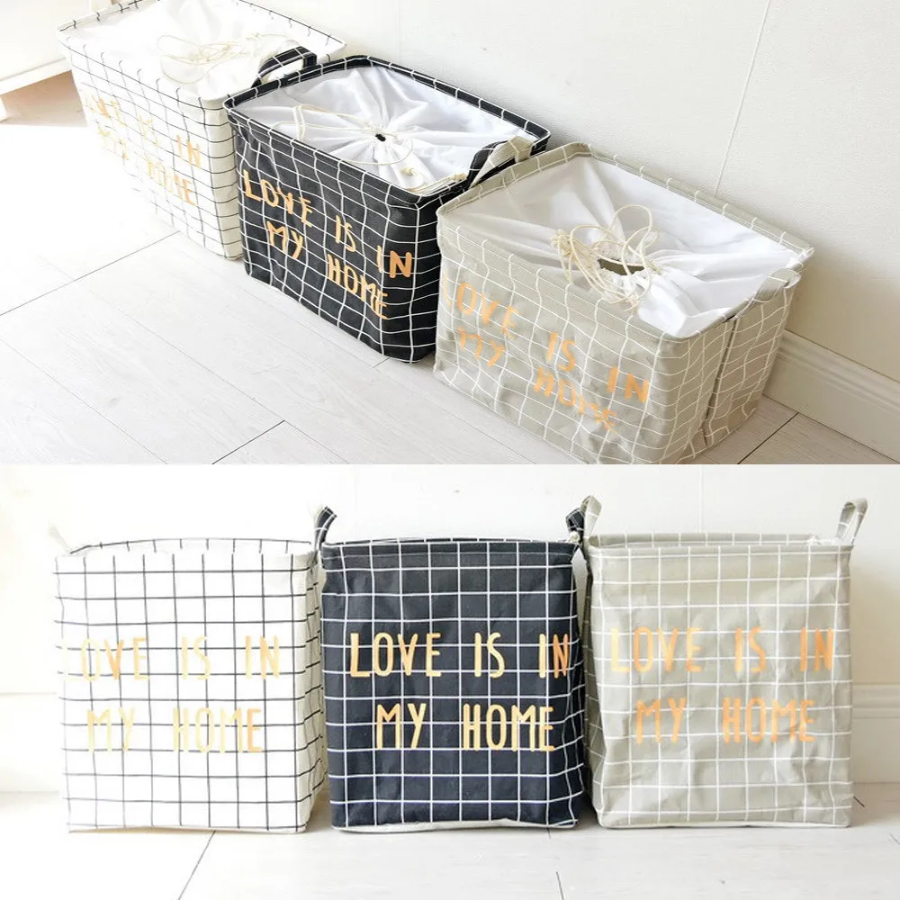 Домашняя сумка для хранения из хлопка и льна водонепроницаемая PE краска корзина