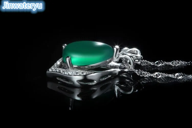 Подвеска из зеленого халцедона 925 пробы серебряные ювелирные изделия Зеленые