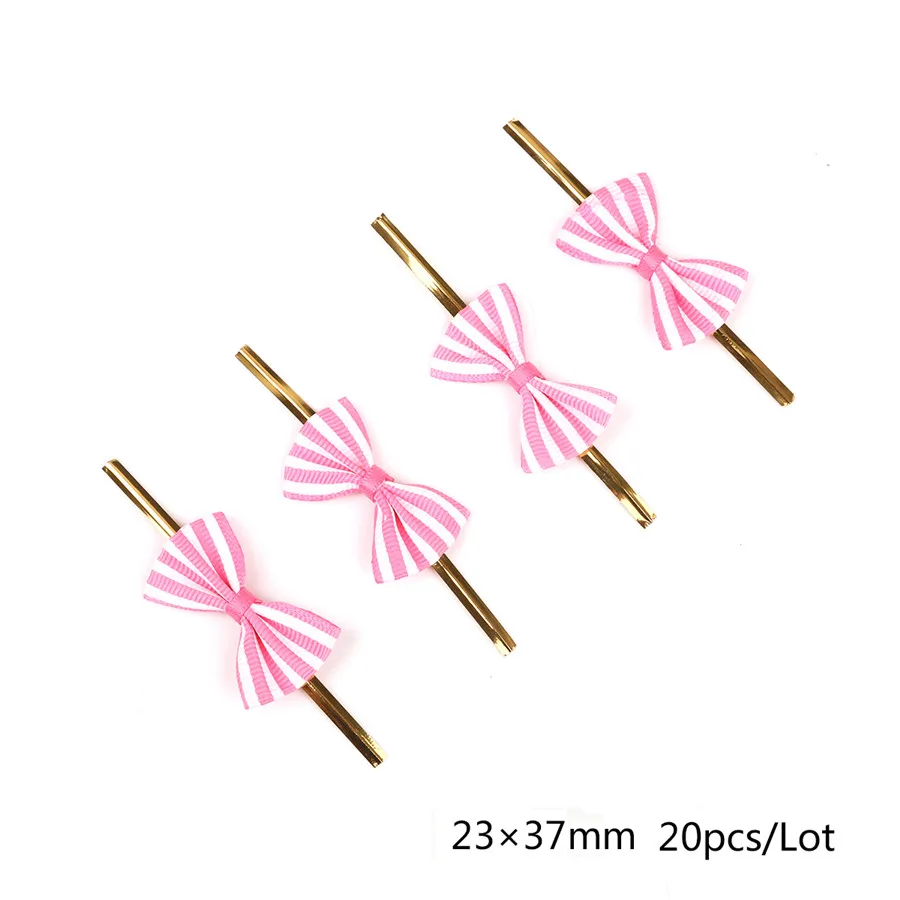 Pink1 20 штук изысканный Metallic Twist проволочное крепление бантом конфеты печенье торт Красочные Сумка Для Свадебная вечеринка украшения поставки - Цвет: Pink1
