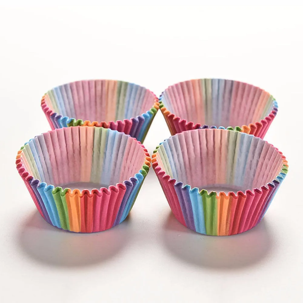 100 шт. радужные бумажные вкладыши для кексов формы маффинов чашки выпечки тортов