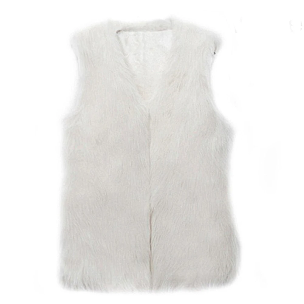 Женская мода искусственный Лисий мех короткий зимний женский жилет пальто
