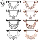 Штанга для пирсинга женская, U-образное ювелирное изделие из нержавеющей стали под розовое золото с каплями воды, пикантное украшение для пирсинга, 2 шт.