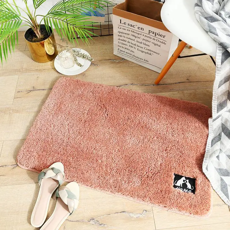 Watermelon Pink Mrosaa водопоглощающий коврик для ванной комнаты, мягкий однотонный бархатный коврик для ванной, домашний коврик для кухни, нескользящий коврик для туалетной двери - Цвет: Watermelon Pink