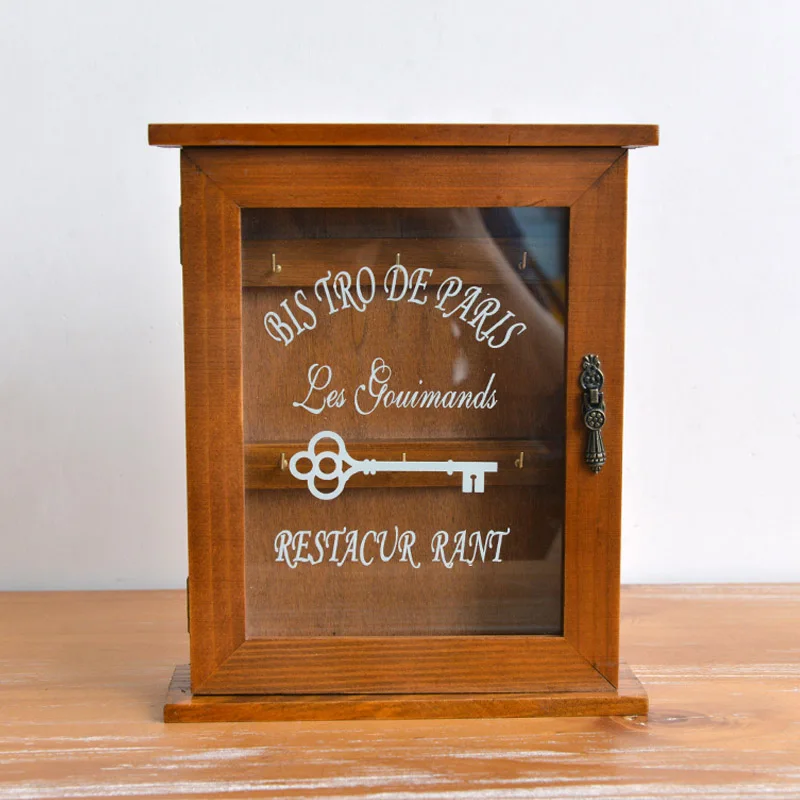 Wood color Домашний Декор деревянный ящик для ключей стеллаж для хранения Настенный подвесной креативный Ретро деревянный ящик для ключей украшения магазин крыльцо Дверь Декор ключница - Цвет: Wood color