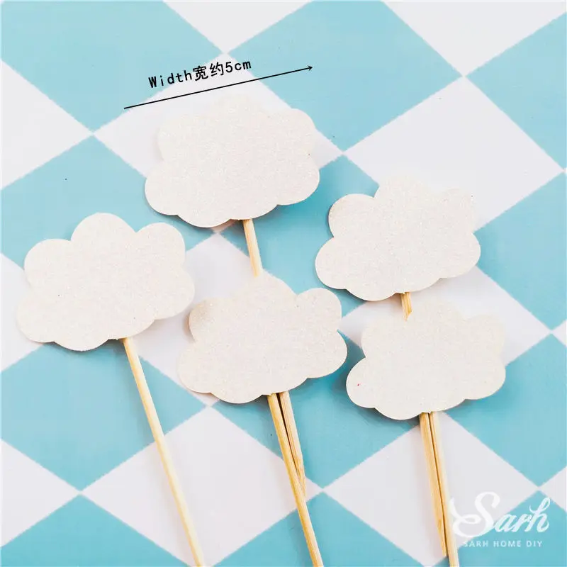 5pc cloud Украшения в виде панды, медведя, Льва, лягушки, слона для детского дня рождения, вечерние топперы для торта, свадебные принадлежности для дня рождения, милые подарки для выпечки - Цвет: 5pc cloud