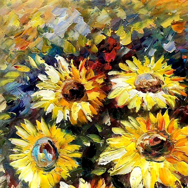 100% ручная роспись абстрактный Подсолнух искусство Масляная живопись на холсте
