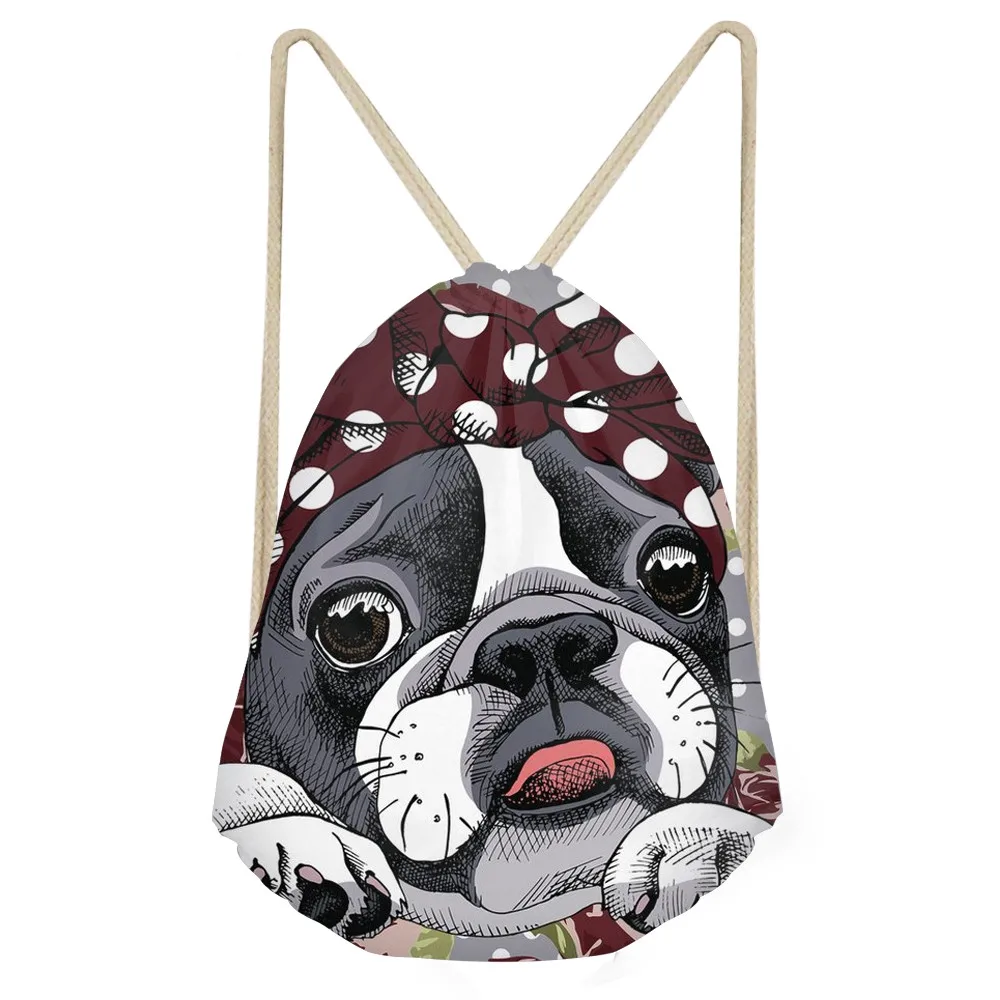 Дорожные рюкзаки для девочек-подростков FORUDESIGNS с 3D рисунком щенка Бостон-терьера