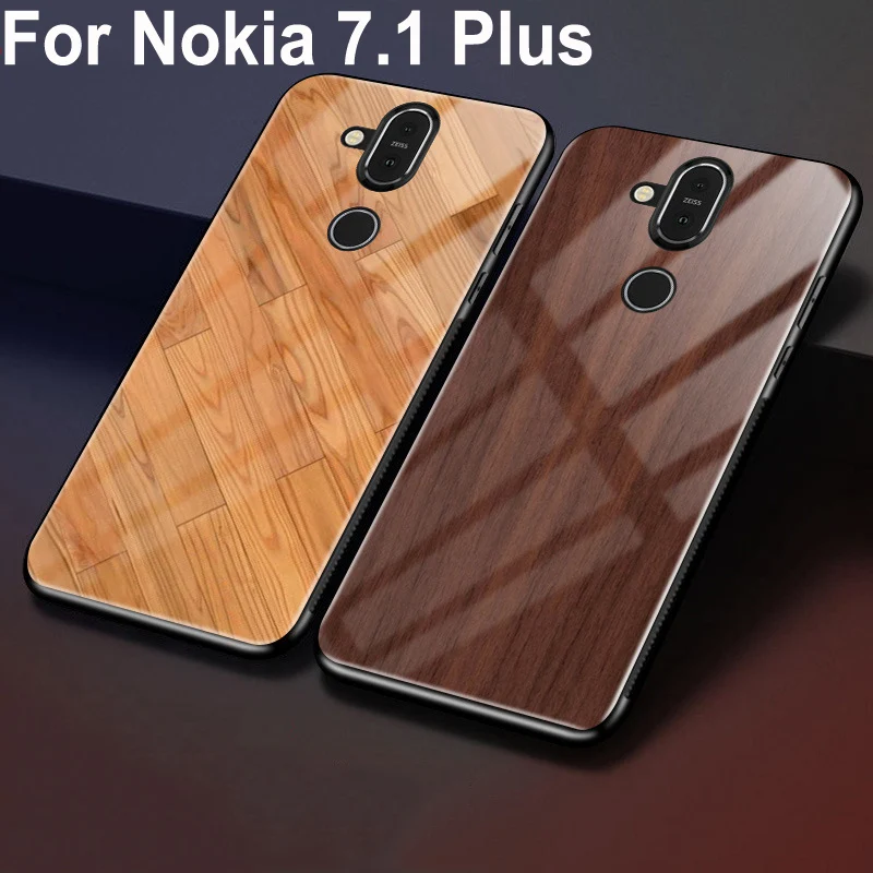 Чехол из закаленного стекла для Nokia 7 1 Plus мягкая силиконовая рамка жесткая задняя