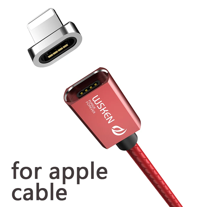 forApple cable red WSKEN Магнитный кабель Micro USB Магнитный кабель для зарядки iPhone Xs Max Xr type C USB C Быстрая зарядка данных для samsung S9 Note8 S8 - Цвет: forApple cable red