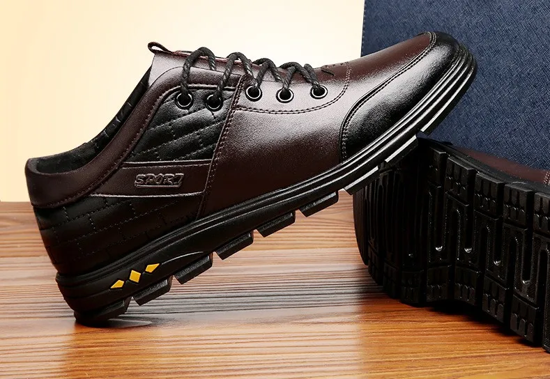 Men Casual Fashion Breathable Leather Height Increase Elevator Shoes Spring Lace Up 6CM Zapatos Hombre Sneakers Male |
