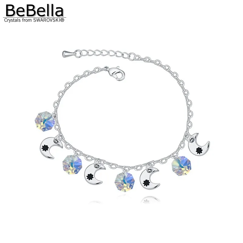 BeBella, Новое поступление, модный браслет с Луной и звездой, сделанный с австрийскими кристаллами Swarovski для девочек, рождественский подарок
