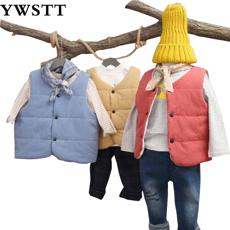 

Children's Coats Winter Kids Girls Vests Child Boys Thicken Cotton Warm Waistcoat Children's Sleeveless Jacket Outerwear