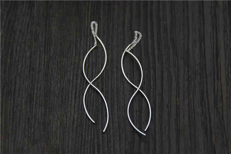 YFN 925 пробы серебряные ювелирные изделия длинные висячие серьги Bijoux Femme простые волнистые серьги из стерлингового серебра с кисточками для женщин