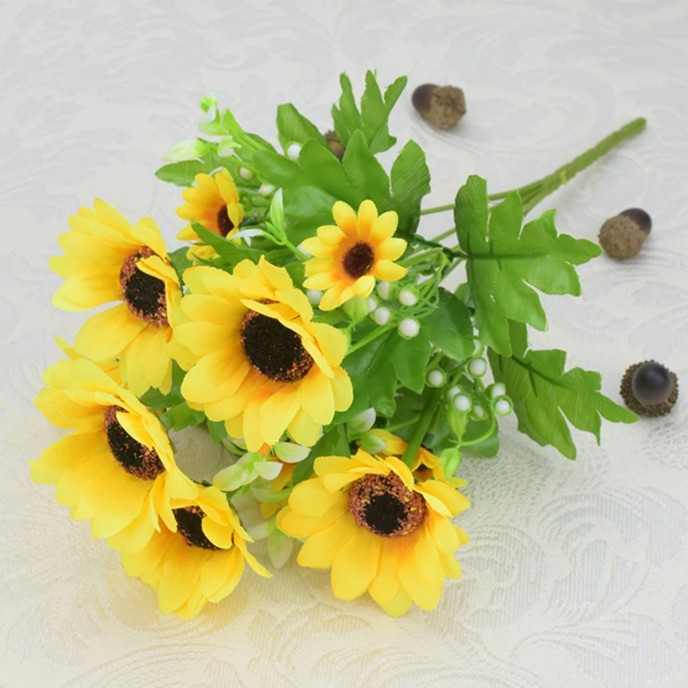 6Pcs sunflowers artificial flowers garden home living room decorative For Weeding Part | Дом и сад