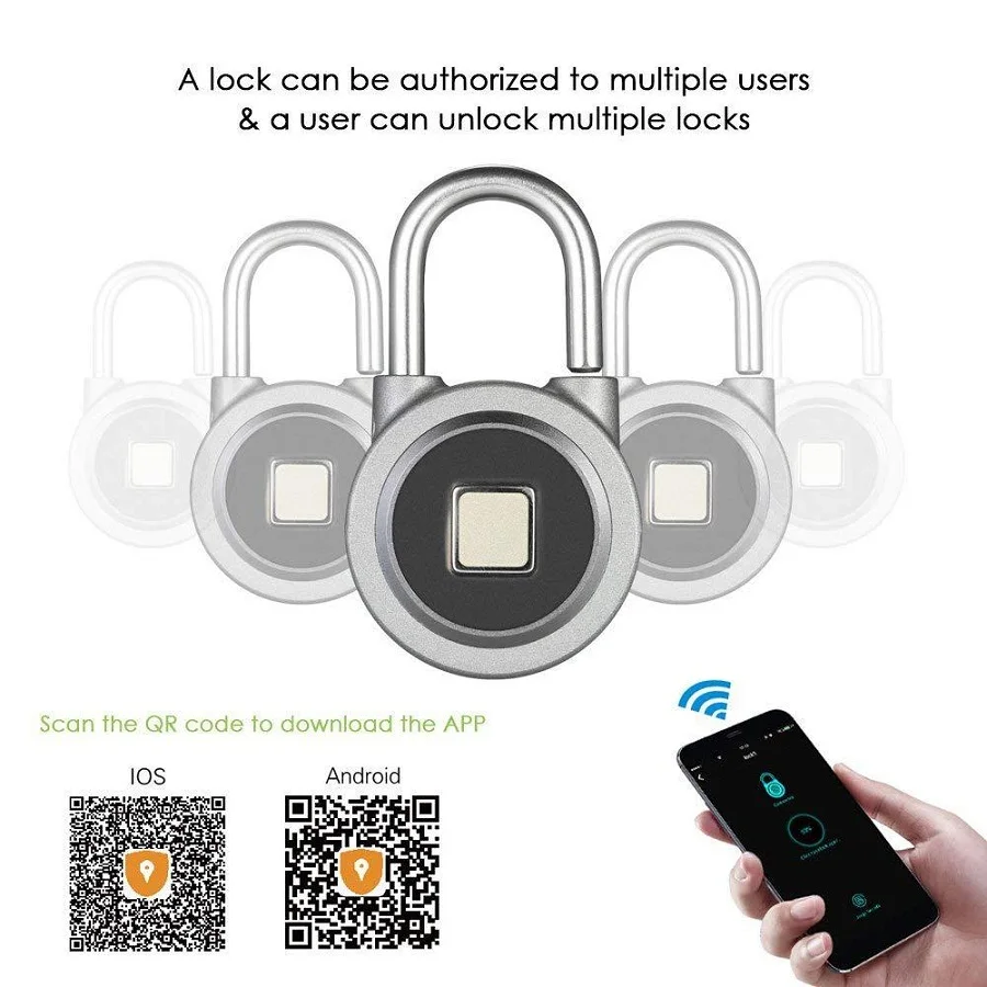 P2 Smart bluetooth, отпечаток пальца блокировки распознавания отпечатков пальцев телефон разблокировка приложение управление USB Перезаряжаемый электронный замок