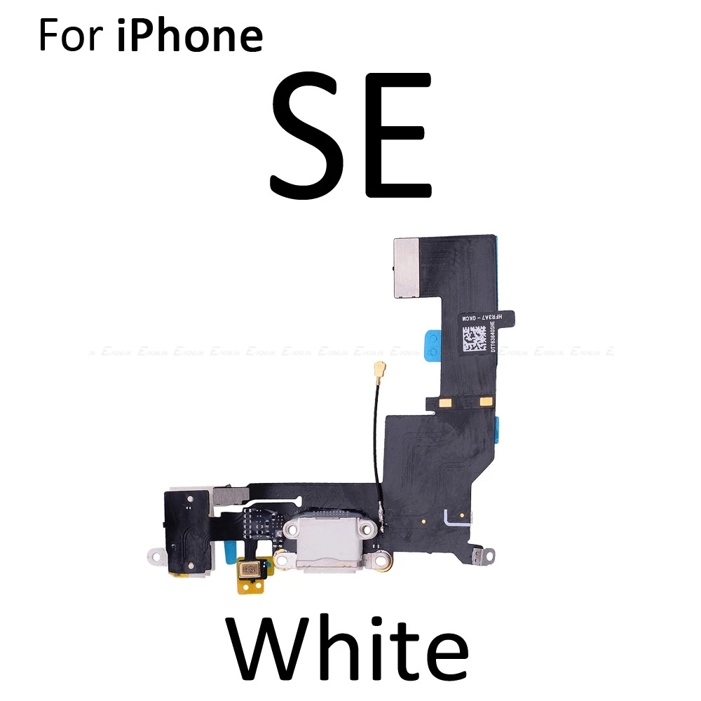 For iPhone SE White Зарядное устройство, зарядный порт, док-станция, гибкий кабель для iPhone 4, 4S, 5, 5S, 5C, SE, с микрофоном, аудио разъем для наушников, Запасная часть - Цвет: For iPhone SE White