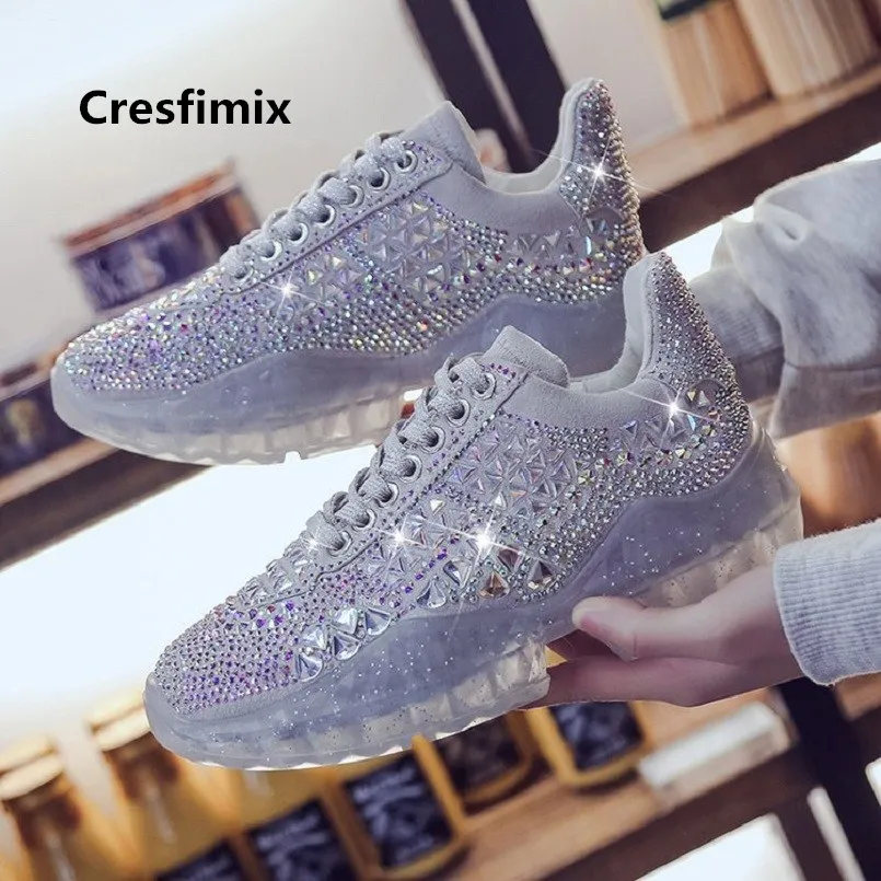 Cresfimix/женские модные серебристые блестящие туфли на плоской платформе визуально