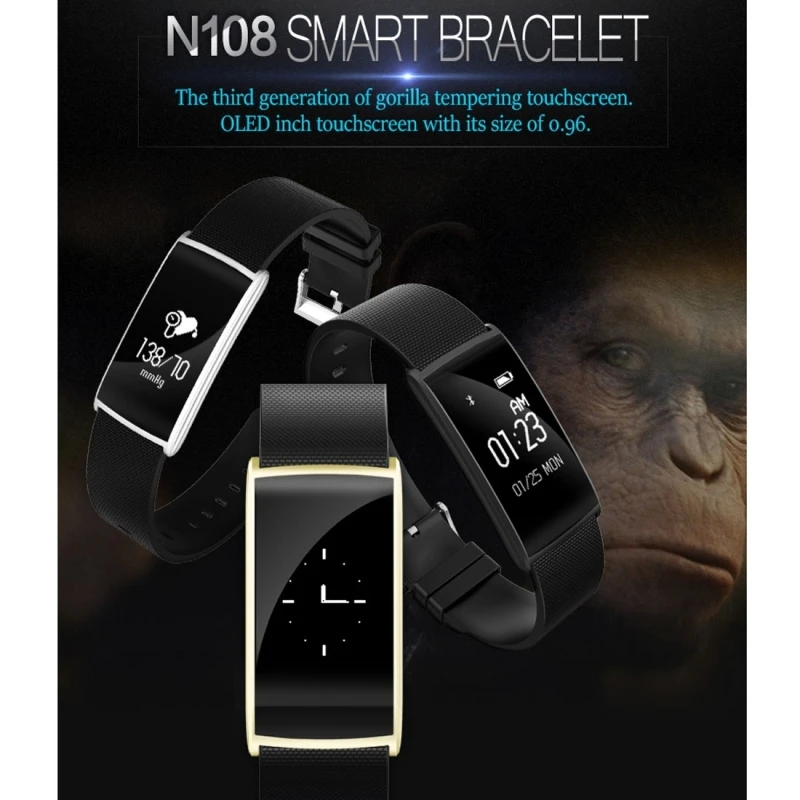 IP67 водонепроницаемый смарт-браслет монитор артериального давления пульса 0 96