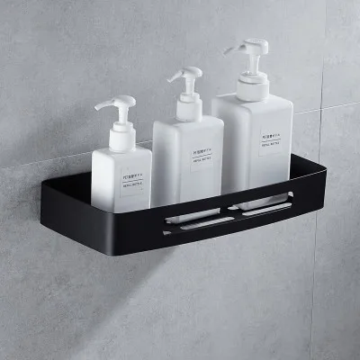 one tier shelf S Набор аксессуаров для ванной из нержавеющей стали, черный набор для ванной, вешалка для полотенец, туалетная бумага, держатель полотенец, крючки - Цвет: one tier shelf S
