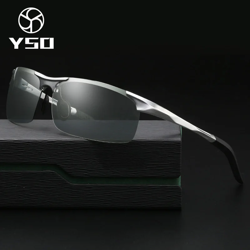 Солнцезащитные очки YSO мужские фотохромные поляризационные в полуоправе из