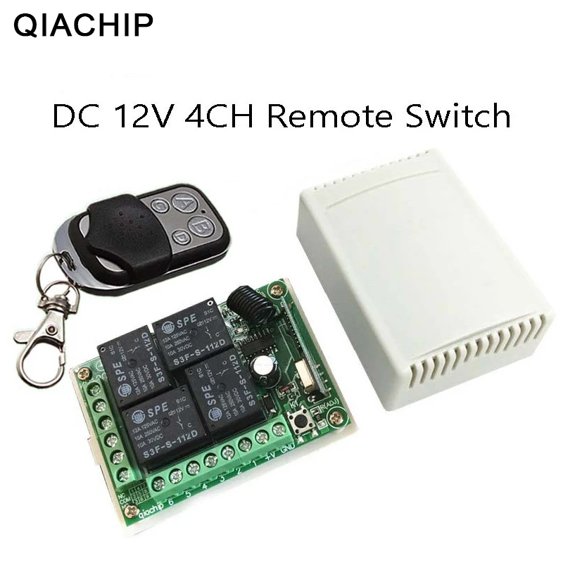 QIACHIP 433 Mhz универсальный беспроводной пульт дистанционного управления DC12V 4CH релейный модуль приемника+ 4 CH RF пульт дистанционного управления 433 Mhz передатчик DIY