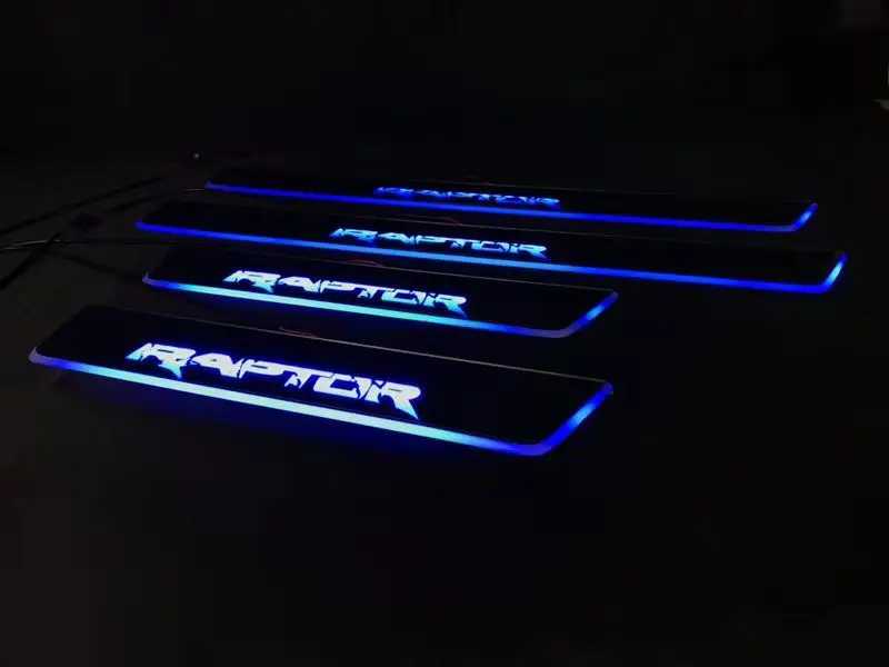 Osmrk Nerf баров и ходовых досок со светодиодными движущимися скребок для очистки ног на двери накладки порога динамическая подсветка Добро пожаловать лампа для Ford Raptor