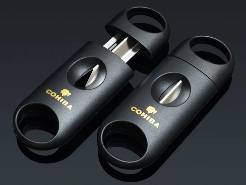 COHIBA металл с v образными полосками лезвие пластиковый сигарный резак ножницы для