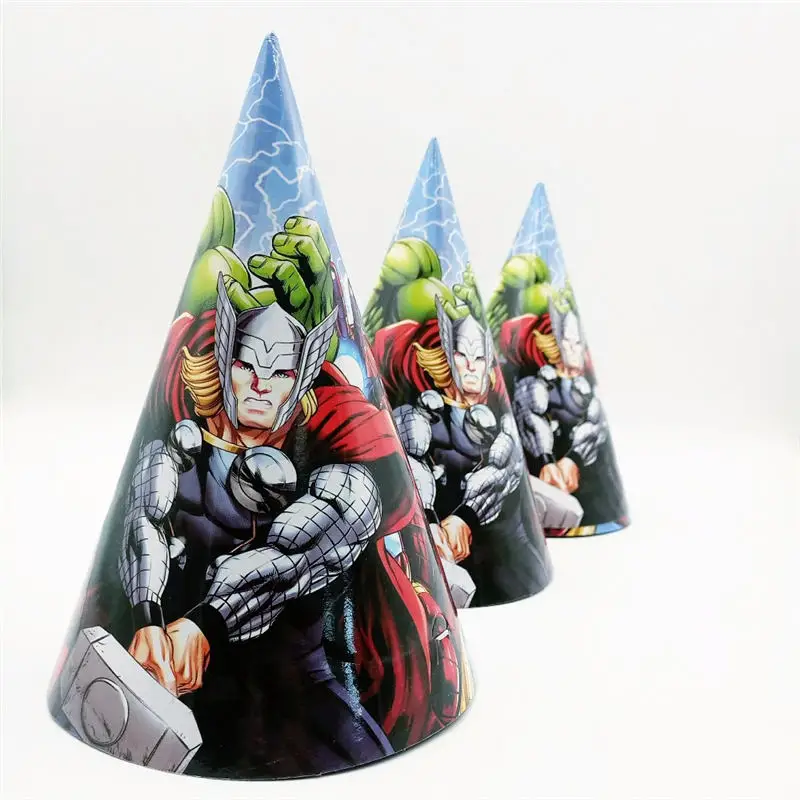 caps 6pcs С супер героями, Мстители, украшения, товары для вечеринки одноразовая скатерть чашки тарелки соломенная шляпа для маленьких мальчиков на день рождения, подарки, набор - Цвет: caps 6pcs