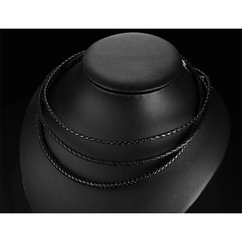 Simple short PU leather accessories choker necklace black Woven rope stainless steel magnetic button gift | Украшения и