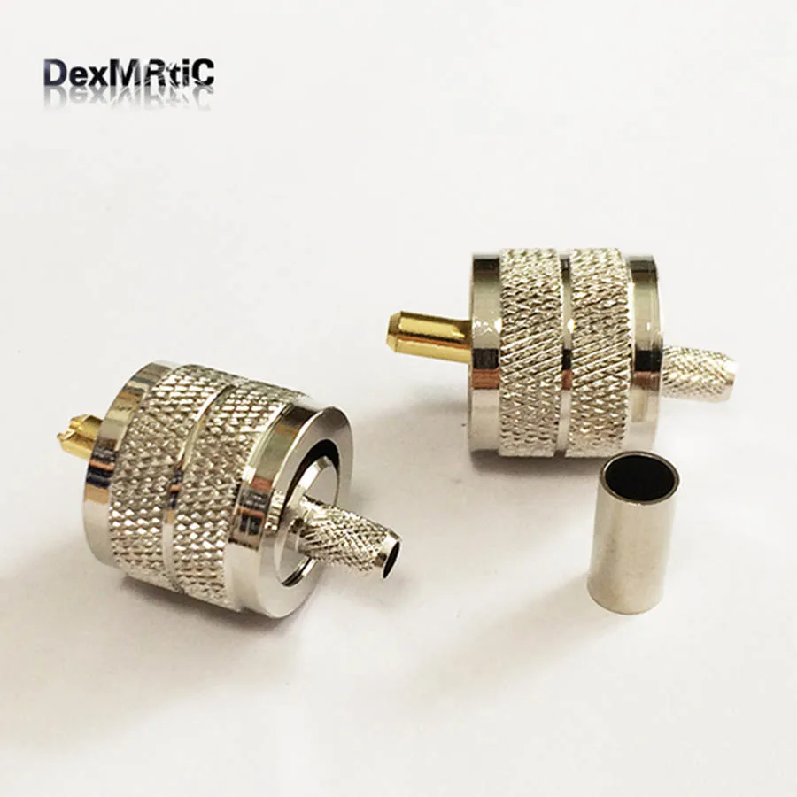 10pcs UHF Male plug  RF Coax Connector   Crimp  RG58,RG142,RG400,LMR195  for  Straight  Nickelplated  NEW wholesale
