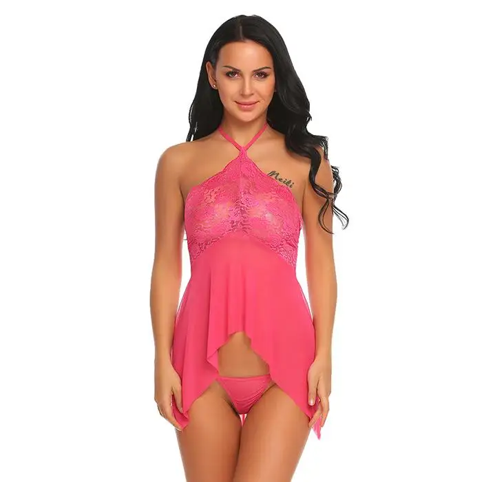 Нижнее белье Avidlove, сексуальное эротическое платье Babydoll, Женская Прозрачная кружевная ночная рубашка, Порно сорочка, нижнее белье, Фантазийная сексуальная одежда - Цвет: Rosa Red
