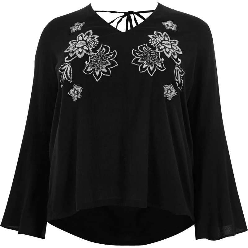 Футболка женская с цветочным принтом V образным вырезом и расклешенными