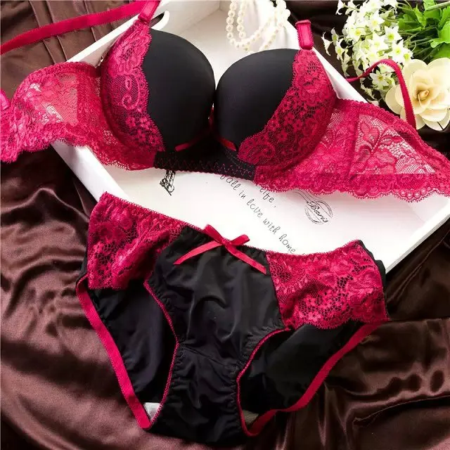 2015 New sexy lace embroidery bow sweet girl underwear sets cup fashion women Bra | Женская одежда