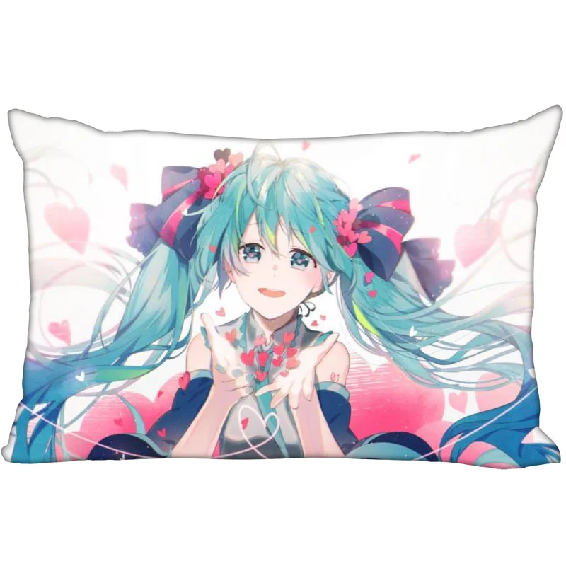 Горячая Hatsune Подушка «Мику Хацунэ» крышка спальни для дома или офиса, декоративные наволочки прямоугольная Подушка на молнии Чехлы Атласная ткань не выцветает