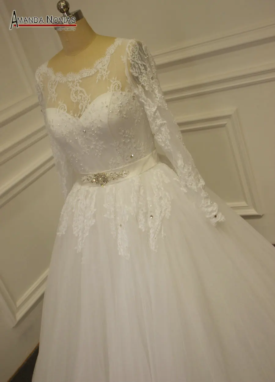 Платье с длинным рукавом и кружевной аппликацией в пол 2019|long sleeve wedding dress|sleeve