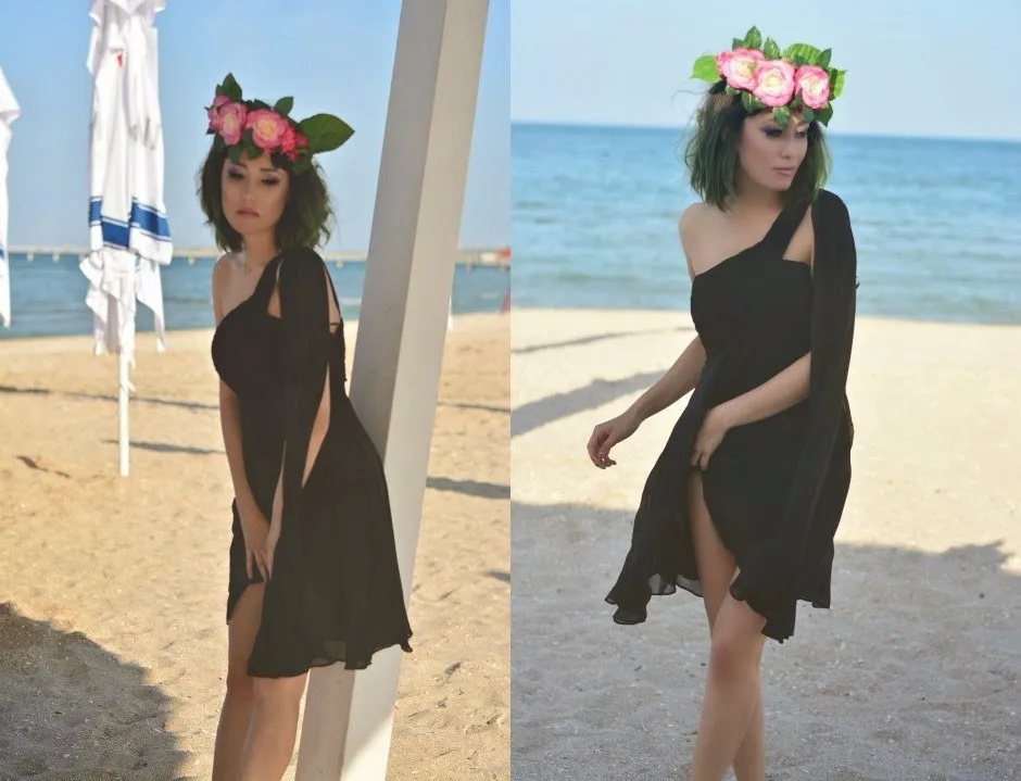 [Распродажа] коктейльные платья Ever Pretty HE03537 шифоновые короткие коктейльные платья с оборками на одно плечо