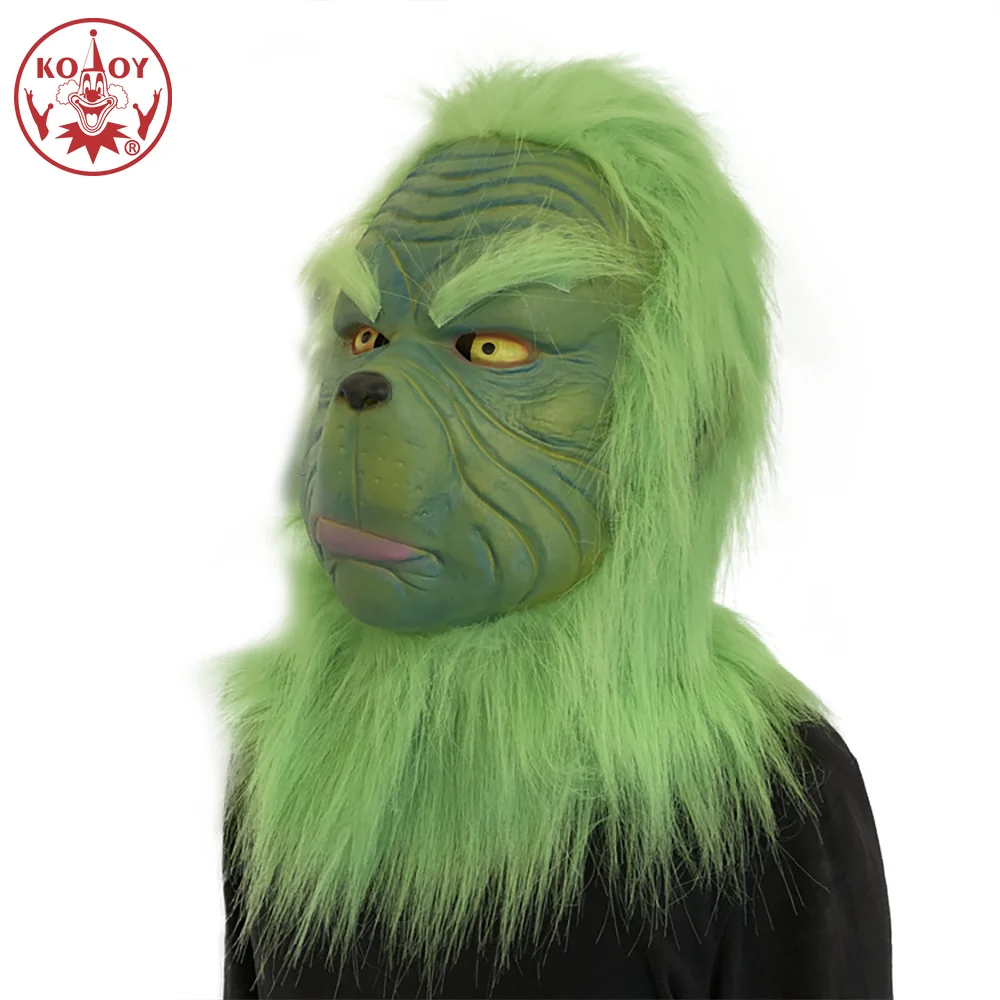 Grinch Косплей Маска Grinch головные уборы Пурим Хэллоуин Рождество аксессуары для мужчин и женщин зеленый латекс маски для костюмированной вечеринки унисекс