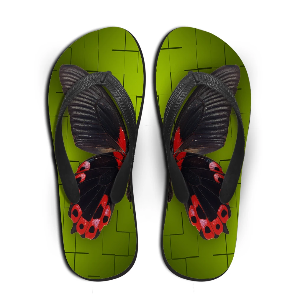 Шлепанцы женские резиновые на заказ пляжные тапочки с 3D принтом бабочки модные