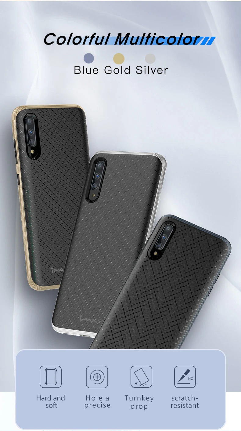 Для samsung A50 A70 A30 Чехол iPaky оригинальная рамка+ силиконовая задняя крышка чехол для мобильного телефона для Galaxy A10 A20 прочная Броня