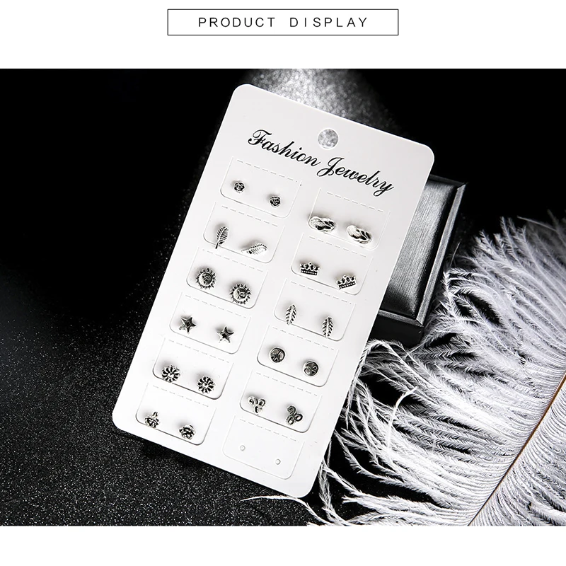 11 пар винтажные серебряные минималистичные серьги гвоздики|Серьги-гвоздики| |