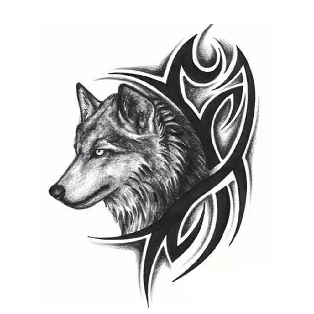 

Новинка, переводная татуировка, искусственная кожа, наклейка, мужская, женская Татуировка волка, флэш-Татуировка
